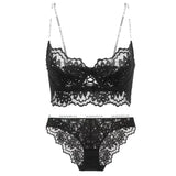 French Lace Embroidery Underwear Set Ultra-thin Bralette Push Up Brassiere Sexy Lace Lingerie Letter Bras and Panty