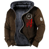 Zingj New Winter Men's Hoodie Print Die Is Versatile, Loose, Velvet And Thick Zipper Coat-Outfit