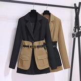 Dress 2025 High-End Temperament High Impact Belt Suit Splicing