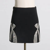 Zingj Fashion Suit Female 2024 Summer Diamond Bow Suit Short Two-Piece Package Buttock Skirt