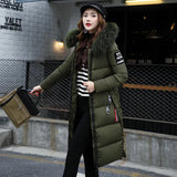 2024 New Color Big Hair Collar Long Women's Cotton-Padded Coat Fashion Slim Korean Version Cotton-Padded Coat-Outfit