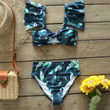 New Bikini Set Beach Skirt Tunics for Beach Long Leaves Print Bikini Cover up Robe de Plage Sarong Beach Swimsuit