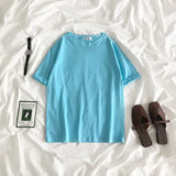 Tee Shirt Solid Color Basic T-Shirt Women Casual O-neck Harajuku Top Korean Hipster Cotton Basic
