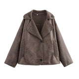 And Autumn Women's Fashion Temperament Collar Hot Double-Sided Jacket Pocket Coat D1