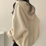 V-Neck Solid Color Oversized HoodieOutfit