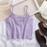 Women Sling New Summer Fashion All-match Soft Chic Crop Top Womens Casual Knitting Camis Breathable Slim High