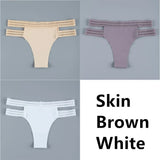 Seamless Panties Ladies Thong Plus Size Women Sexy G String Low Waist Panty Solid Ice Silk Intimates Underwear M-XL