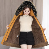 2024 Winter Down Cotton Jacket Women's Long Coat Ins Cotton-Padded Jacket Big Wool Collar Collect Waist Tooling Plus Velvet Pie To Overcome-Outfit
