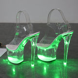 Zingj 34-43 Hate Sky High Nightclub High Shoes Luminous Sandals Women's Shoes Show Pole Dancing Shoes Crystal
