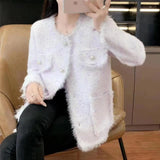 Zingj Fragrant Wind Fashion Coat Female Spring And Autumn Loose Tassel Short Money Outside The New Imitation Mink Velvet Cardigan-Outfit