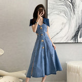 Sister Fan Bumps The Big Collared Waist A Dress 2025 Thin Early Autumn Dress Open The Cowboy