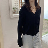 Zingj Sweater With Cardigan Shawl Loose Coat Female Autumn Korean Version Thin Sunscreen Shirt V-Neck Long Sleeve Jacket-Outfit