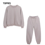2021 Autumn Winter women Tracksuit Two Set Fleece Sweatshirts Crew Neck Hooded Sweatshirts Fleece warm pants