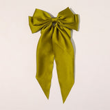 New Fashion Bowknot Streamer Hairpin Woman Girls Satin Ribbon Barrette Bow Back Head Spring Clip Headwear Hair