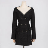 2025 New Fashion Temperament One Word Shoulder Long Sleeve Waist Design Sense Pocket Stitching Advanced Sense