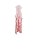 Tube Ruffles Fringe Midi Dress-Outfit