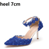 Cm White Lace Wedding Shoes Buckle Shoes Fine Heel Wedding Dress Bridal Shoes Women Sandals Annual