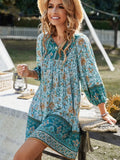 Spring Summer Printed Dress Fashion Long Sleeve Skirt Bohemian Leisure Holiday Women's Dress Dresses for Women Robe