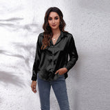 Shirt Women's Denswear Simulation Silk Long-Sleeved Shirt New Women's