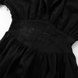 Black Embroidery Shirt Mini Dress- Outfit