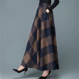 A-Line High Waist Woolen Skirts 2019 Autumn Winter Fashion Women's Wool Maxi Skirts Female Casual Long