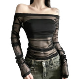 2023 Autumn New Women's Clothing Solid Color Repair Street Fashion Word Reveals Back Long-Sleeved