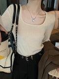 Zingj Korean Spring And Autumn Bottom Sweater Slim Inside With Square Collar Long Sleeve