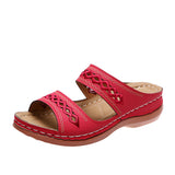 Slope And Embroidered Cool Slippers Women Wish Thick Bottom Outside Wearing PU Bottom Retro Beach