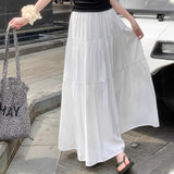 White Half-Dress Women's A-Shaped Skirt In The Long Umbrella Skirt Autumn Small Tall Waist Thin