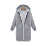 2020 Autumn Winter Long Sleeve Women's Hooded Zipper Cardigan Sweater Casual Straight Solid Pocket Ladies Long