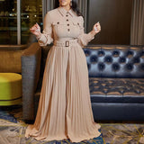 Long-sleeved Casual Loose Pleated Wide-leg Belt