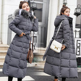 Cotton-Padded Clothes Women 2024 Winter New Korean Version Long Knee Down Cotton-Padded Jacket Women Big Wool Collar Slim And Thick Cotton-Padded Jacket Women-Outfit
