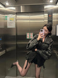 Heavy Industry Pu Leather Jacket Autumn Sweet Cool Hot Babes Oversize Premium Locomotive