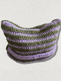 Hand Made Horn Detail Striped Knitted Hat- Outfit