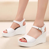 Toe-Word High Heels 8CM Slope And Women's Waterproof Table Comfortable Loose Cake 33-43 Black Hollow