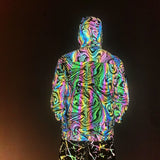 New Colorful Reflective Jacket For Men's Colorful Starry Sky Knit Breathable Stretch Hooded Jacket Jacket-Outfit