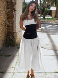 Patchwork Tube Top And Slit Long Skirt Co Ord Set-Outfit