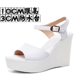 Toe-Word High Heels 8CM Slope And Women's Waterproof Table Comfortable Loose Cake 33-43 Black Hollow