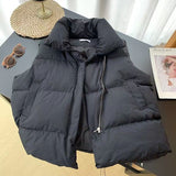 Autumn And Winter Cotton Vest Korean Version Small Fragrant Wind Collar New Sleeveless Cotton Jacket Vest Wear Horse Jacket Tide-Outfit