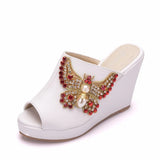 Drill Bow Bow Fish Mouth Slope With Large-Size Cold Slippers Waterproof Table Roman Sandals New