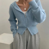 Double-headed Zipper Solid Color Hooded CardiganOutfit