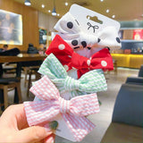 Pcs/set Cotton Dot Printed Hair Clips For Cute Girls Plaid Bowknots Boutique Barrettes Kids Hair Accessories Hairpins 2020