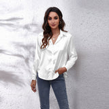 Shirt Women's Denswear Simulation Silk Long-Sleeved Shirt New Women's