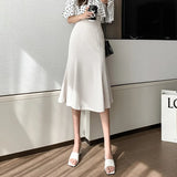 Summer Elegant Casual All-match High Waist Offcie Lady Midi Mermaid