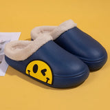 FUNKY 2021 Winter Women's Shoes EVA Faux Fur Non-slip Sole Fleece Sock Smiley Face Slipper Shoes For Women Couple