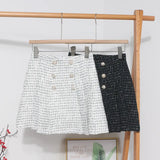 A-Word Bleed Dress Woman 2022 Winter New Korean Version Of The Splicing Double Buckle Pressure Folding Anti-Light Skirt
