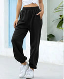 Elastic-waist High Wide-leg Cropped Loose Large