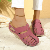 Casual Women's Slopes And New Sandals Women's Round Head Hollow Summer Bun With Cool