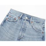 Blue Denim Shorts Women Mid-Rise Bermuda Shorts Woman Fashion Frayed Women's Jeans Shorts Casual Streetwear Summer