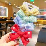 Pcs/set Cotton Dot Printed Hair Clips For Cute Girls Plaid Bowknots Boutique Barrettes Kids Hair Accessories Hairpins 2020